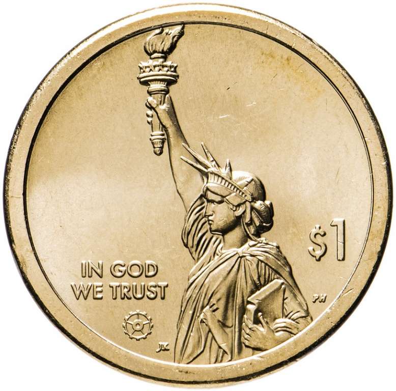 (10p) Монета США 2021 год 1 доллар &quot;Домашние видеоигры&quot;  Латунь  UNC